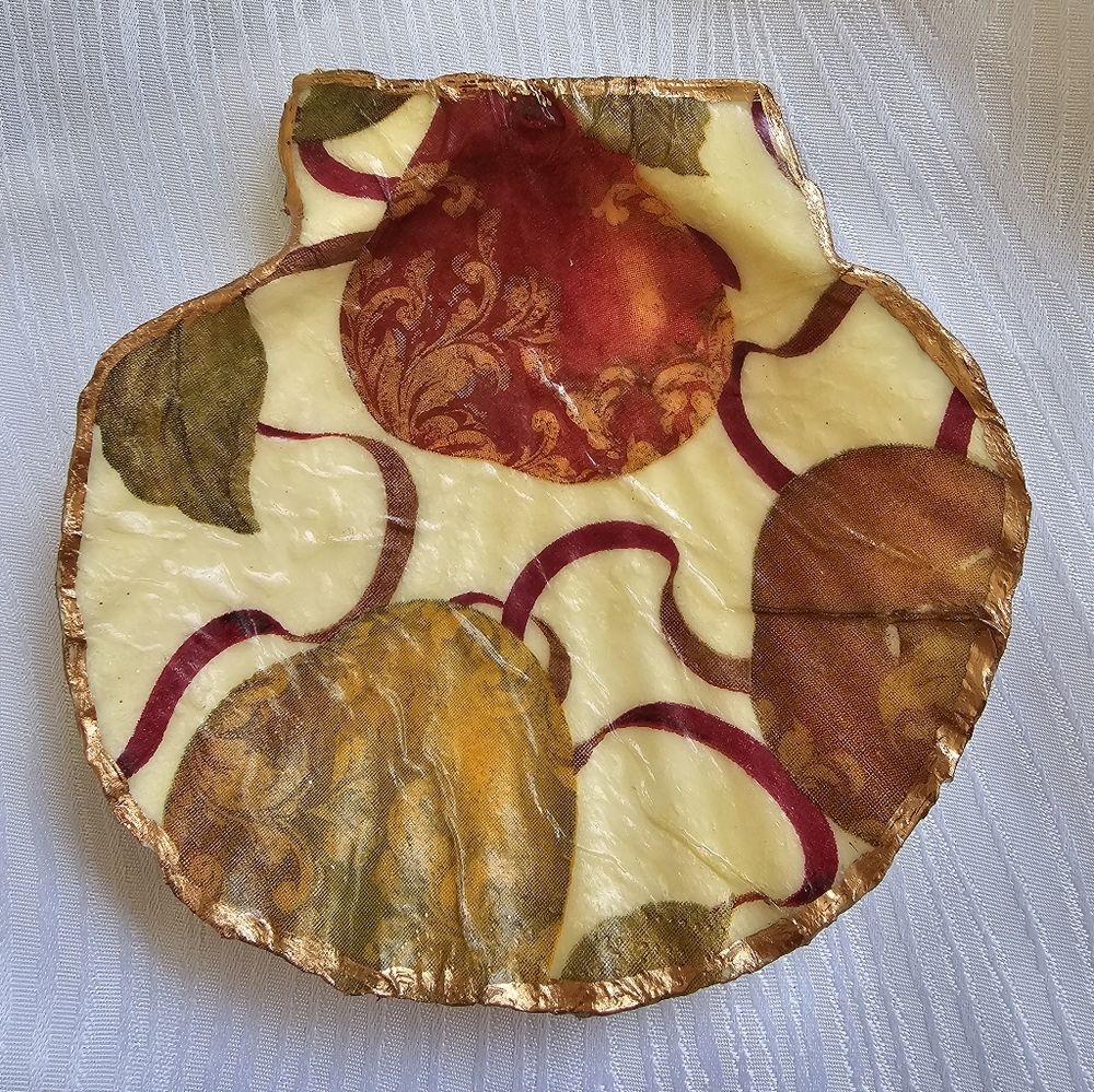 Fall Holiday Shell Art Trinket Dish